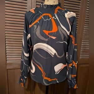 Chic Frill Neck Swirl Blouse